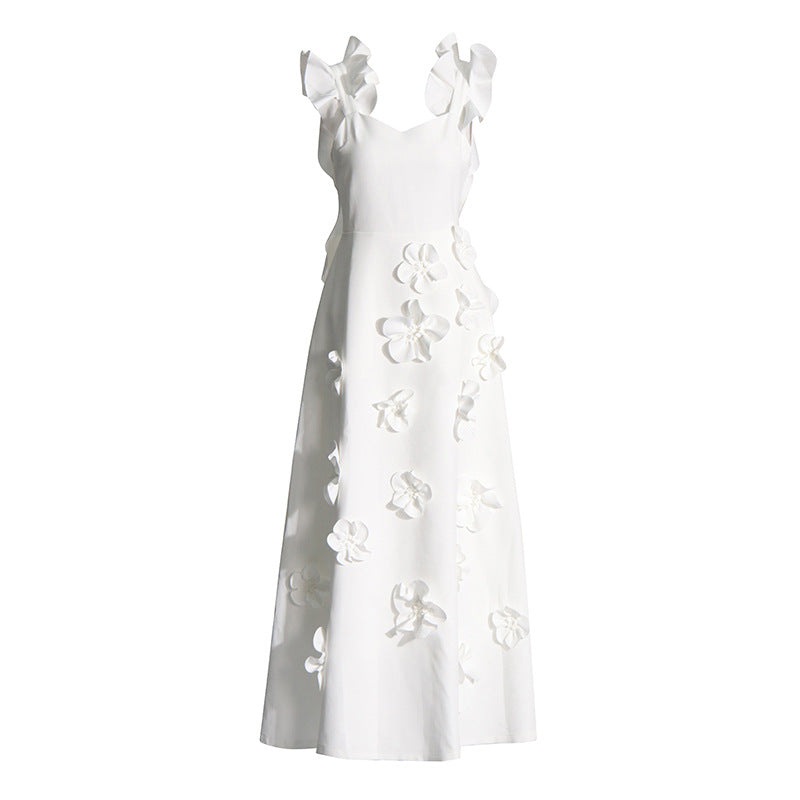 High-grade Stitching Three-dimensional Flower Sling Dress CJ