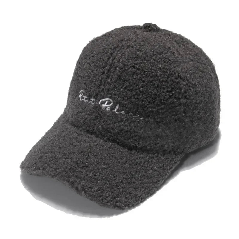 New Lamb Wool Hat for Women Autumn and Winter Korean Style Warm Sun Hat Plush Baseball Cap Winter Baseball Cap FitiqueFit