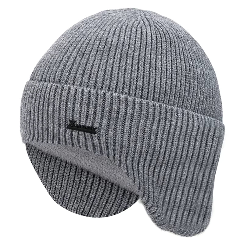 New Men Winter Hat Add Fleece Warm Earflap Cap Stylish Soft Beanie Hat For Male Outdoor Thicken Ski Sports Knitted Hat FitiqueFit