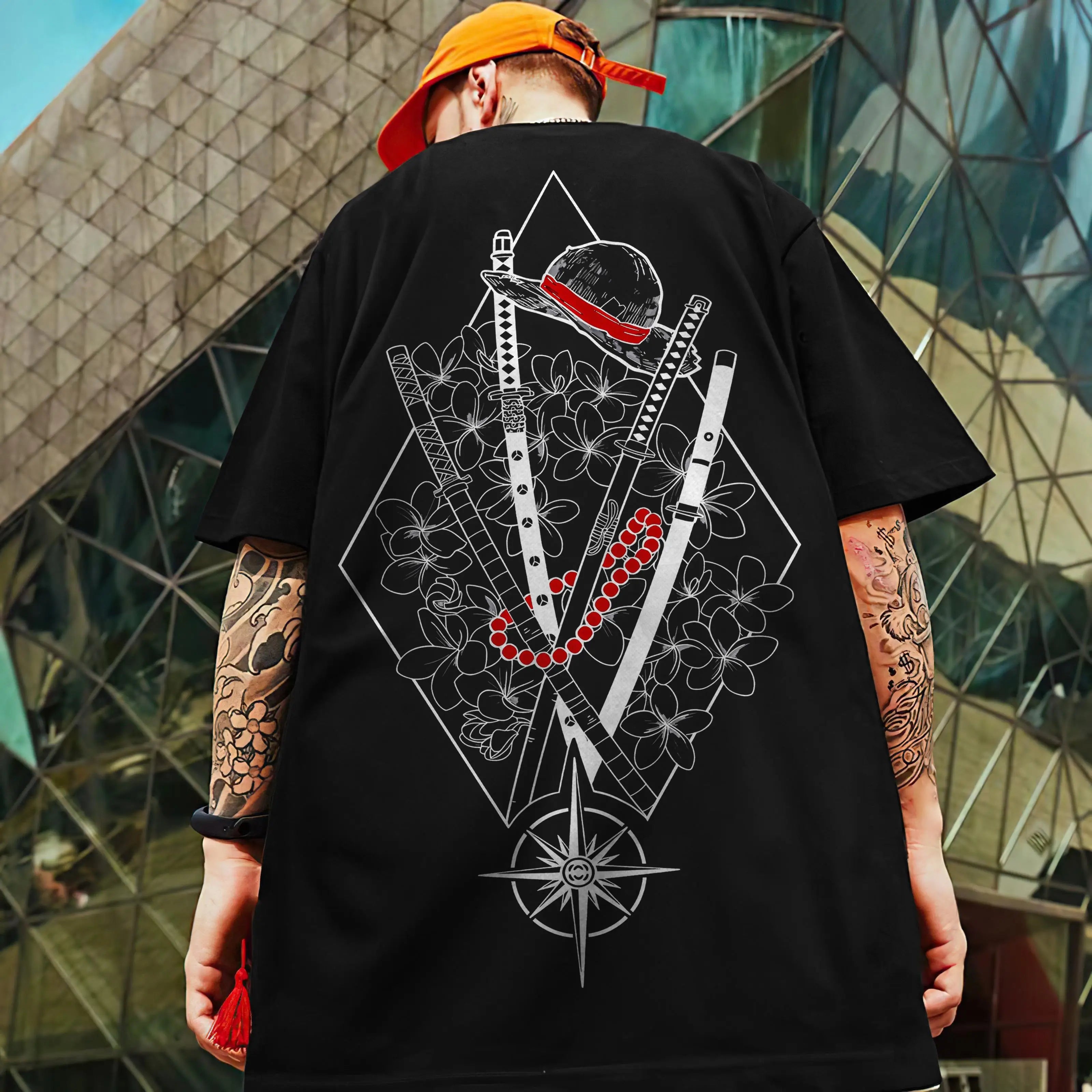 🗡️  3D Samurai Knife Print Oversized T-Shirt FitiqueFit