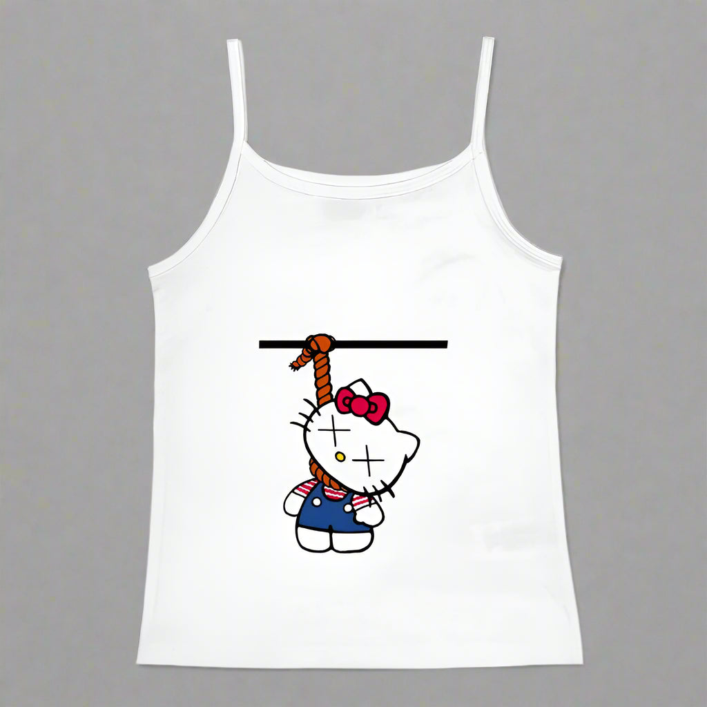 2000s Tops Emo Girls Camisole Tops Hello Kitty Print Grunge Crop Tops Y2k Clothes Vintage Punk Women's Corset Tank Top Baby Tees FitiqueFit