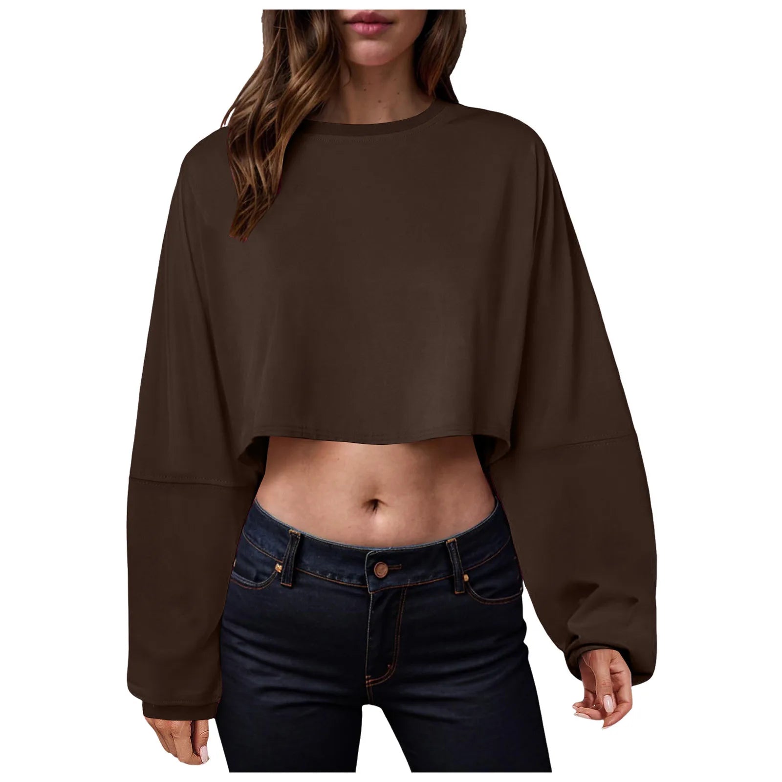 🧘‍♀️ Women’s Long Sleeve Loose-Fit Crop Top FitiqueFit
