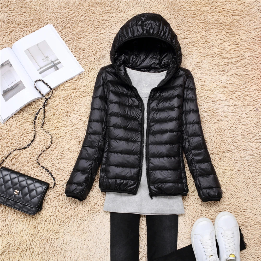 Women Puffer Jacket Lightweight Packable Hooded Down Coats | Diversi
