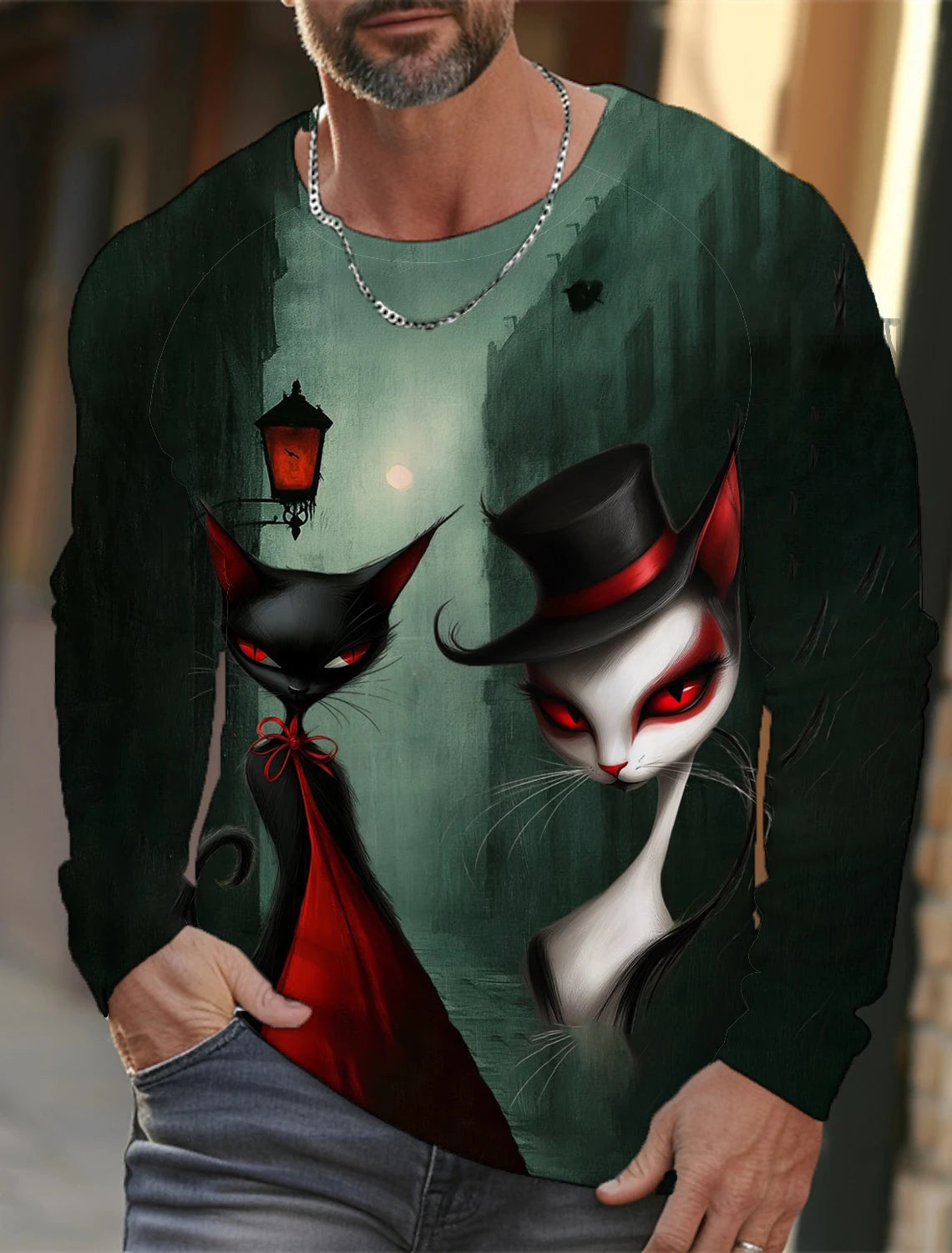 Funny 3D Animal Print Mens T Shirt Hip Hop Trend Harajuku Street Clothes Autumn Loose Top Fashion Cotton Long Sleeve T-shirt Men FitiqueFit