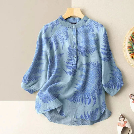 Vintage Cotton-Linen Button Down Blouse FitiqueFit
