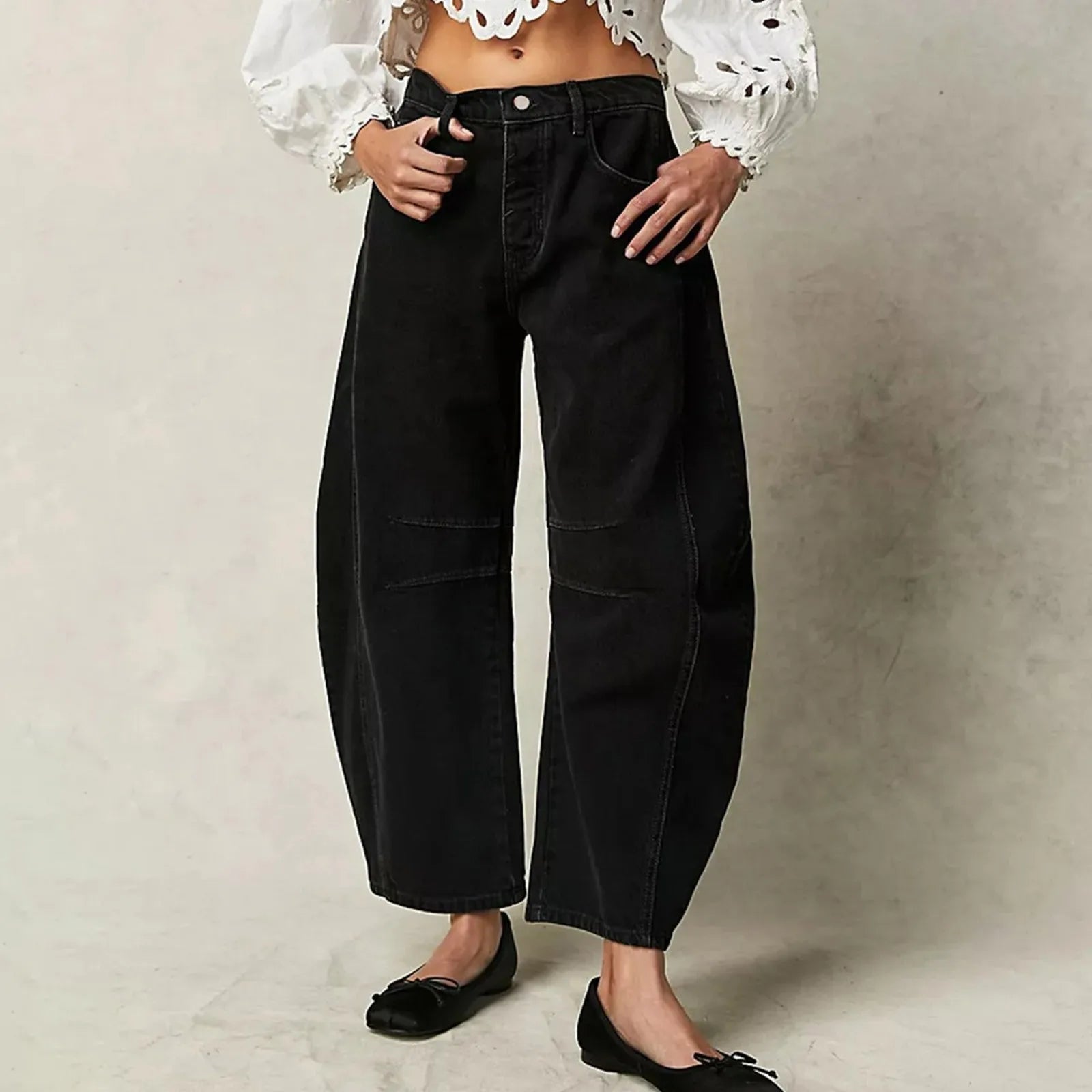 Women Baggy Mid Waist Jeans Wide Leg Loose Boyfriend Denim Pants Straight Leg Cropped Barrel Jeans Y2k Streetwear 90s Jeans FitiqueFit