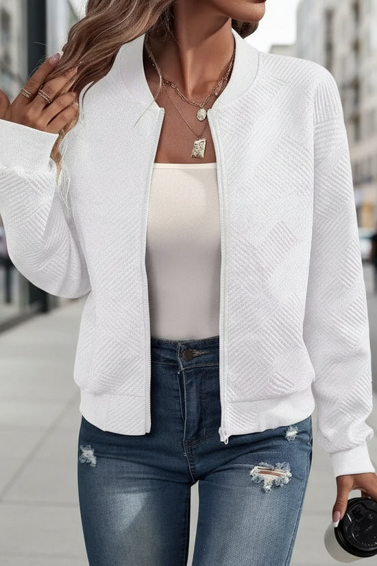 Women's autumn and winter new solid color simple and exquisite zipper jacket baseball collar casual jacket 