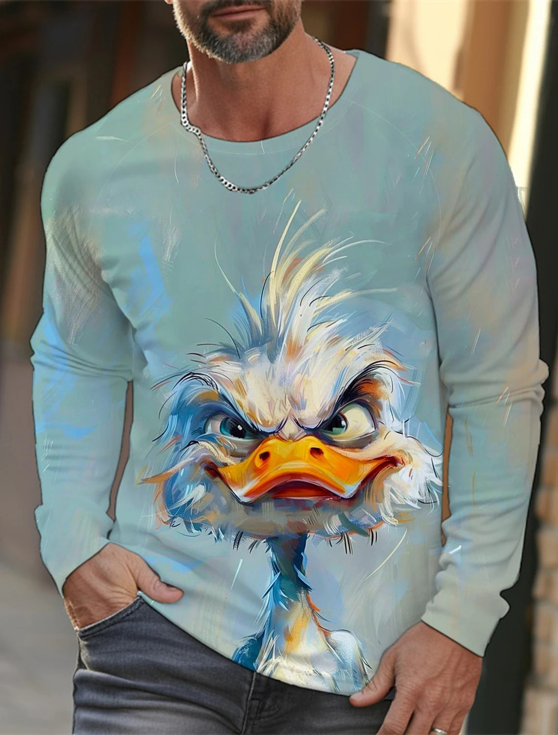 Funny 3D Animal Print Mens T Shirt Hip Hop Trend Harajuku Street Clothes Autumn Loose Top Fashion Cotton Long Sleeve T-shirt Men FitiqueFit