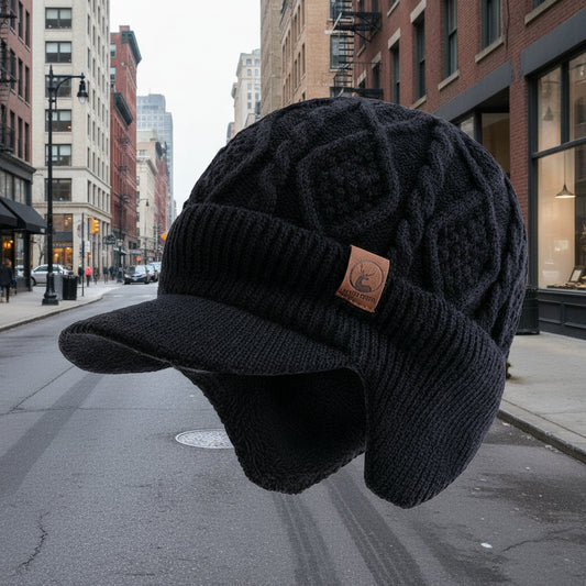 New Unisex Winter Hat Plush Fur Lined Warm Earflap Cap Stylish Soft Beanie Hat  Outdoor Thick Ski Sports Knitted Hat FitiqueFit