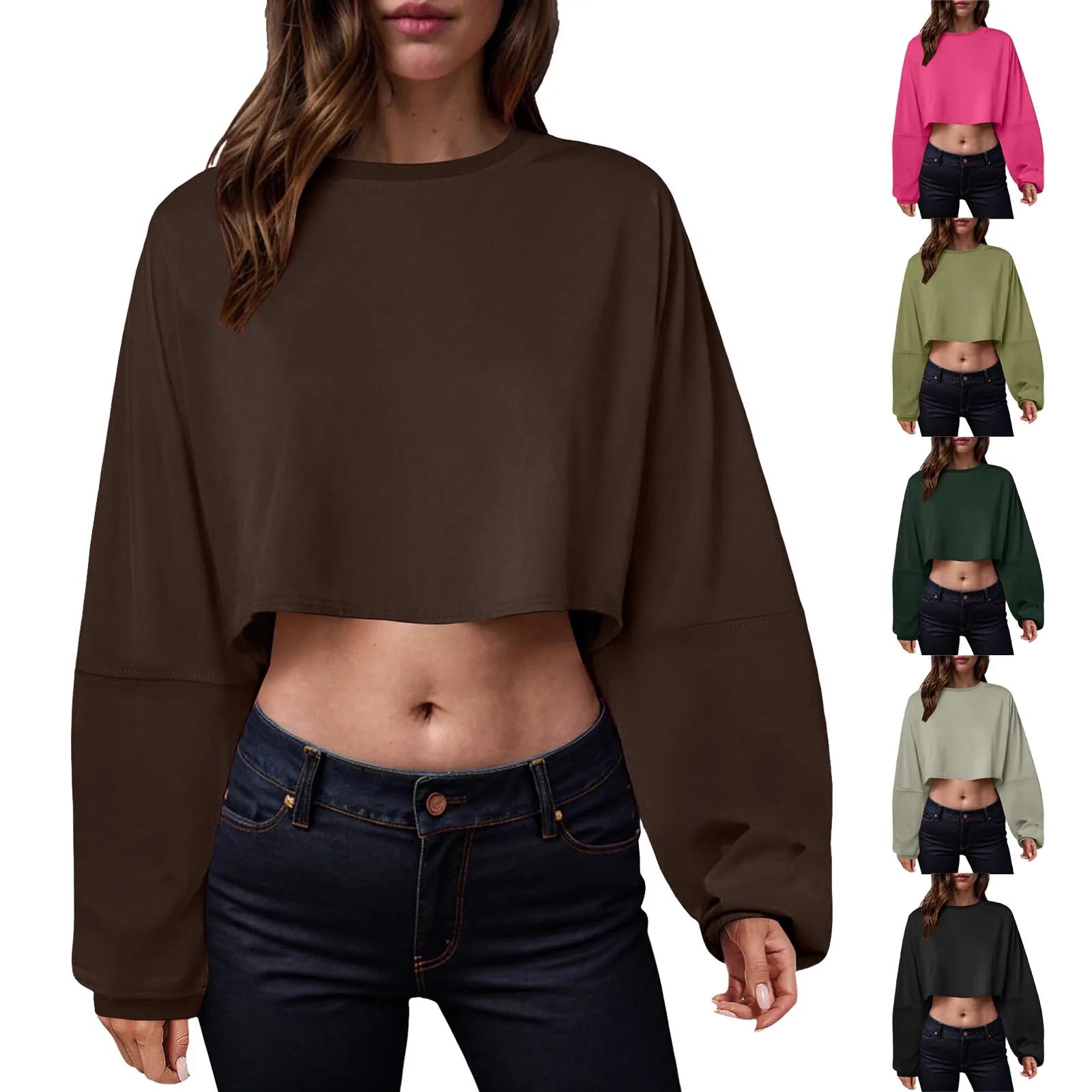 🧘‍♀️ Women’s Long Sleeve Loose-Fit Crop Top FitiqueFit