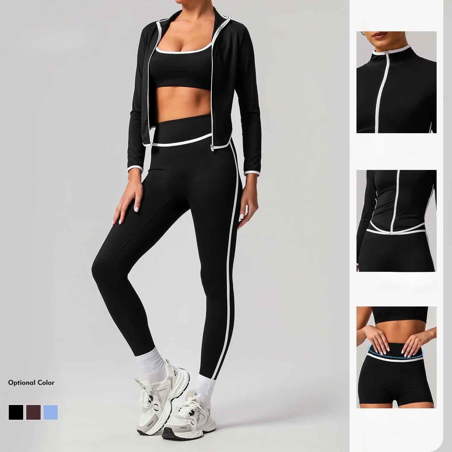 🖤 Seamless Yoga Set – High Waist, Hip-Lifting FitiqueFit