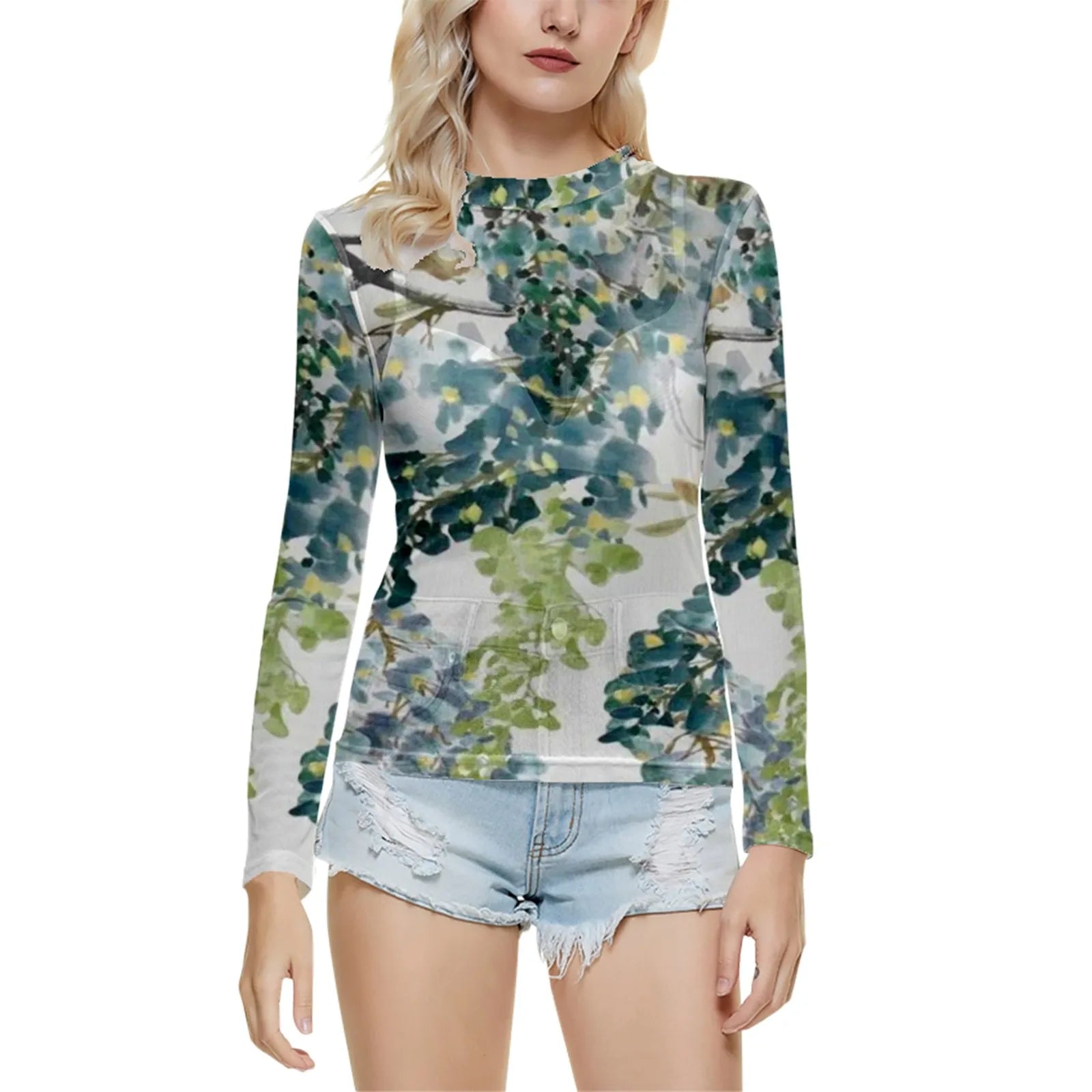 🌸 Vintage Floral Mesh Blouse FitiqueFit