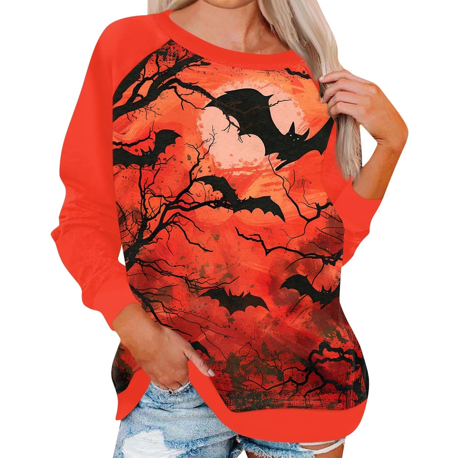 Pumpkin Print T Shirt Funny Women Clothing Harajuku Halloween Tops Vintage Halloween Graphic Long Sleeve T Shirts FitiqueFit