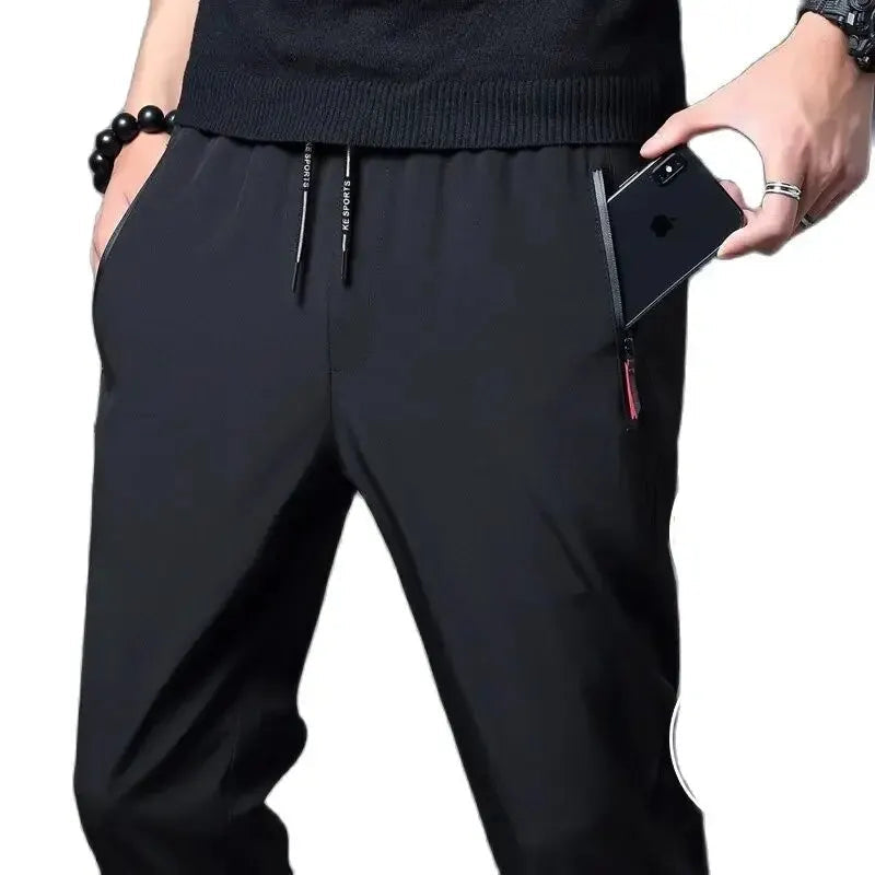 Men's Casual Pants Stretch Slim Fit Elastic Waist Jogger Korean Classic Blue Black Gray Male Brand Trousers Plus Size FitiqueFit