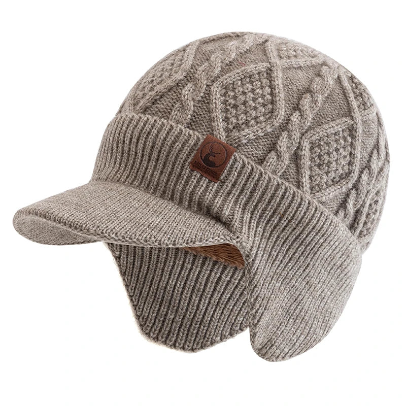 New Unisex Winter Hat Plush Fur Lined Warm Earflap Cap Stylish Soft Beanie Hat  Outdoor Thick Ski Sports Knitted Hat FitiqueFit