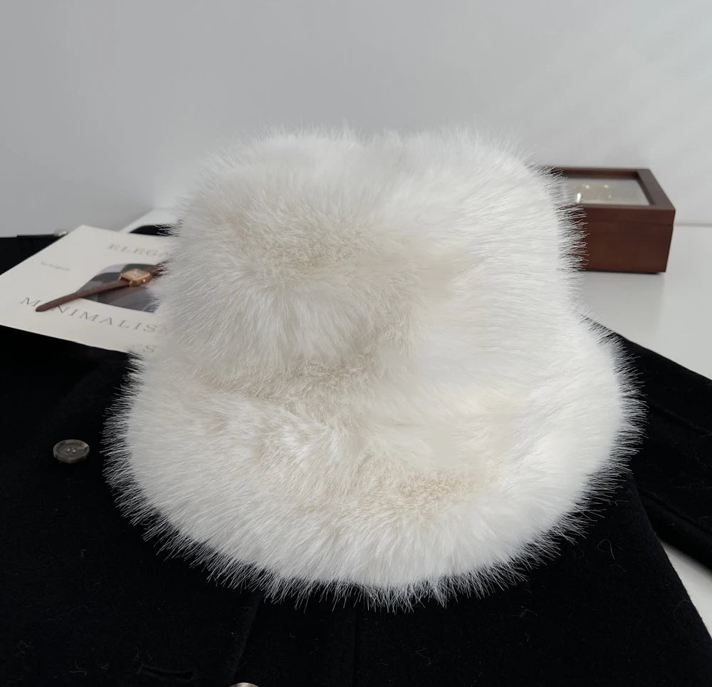 Winter New Imitation Fox Fur Fur Velvet Ladies Hat Ins Style Korean Fashion Luxury Fisherman Hat Outdoor Shopping Accessories 
