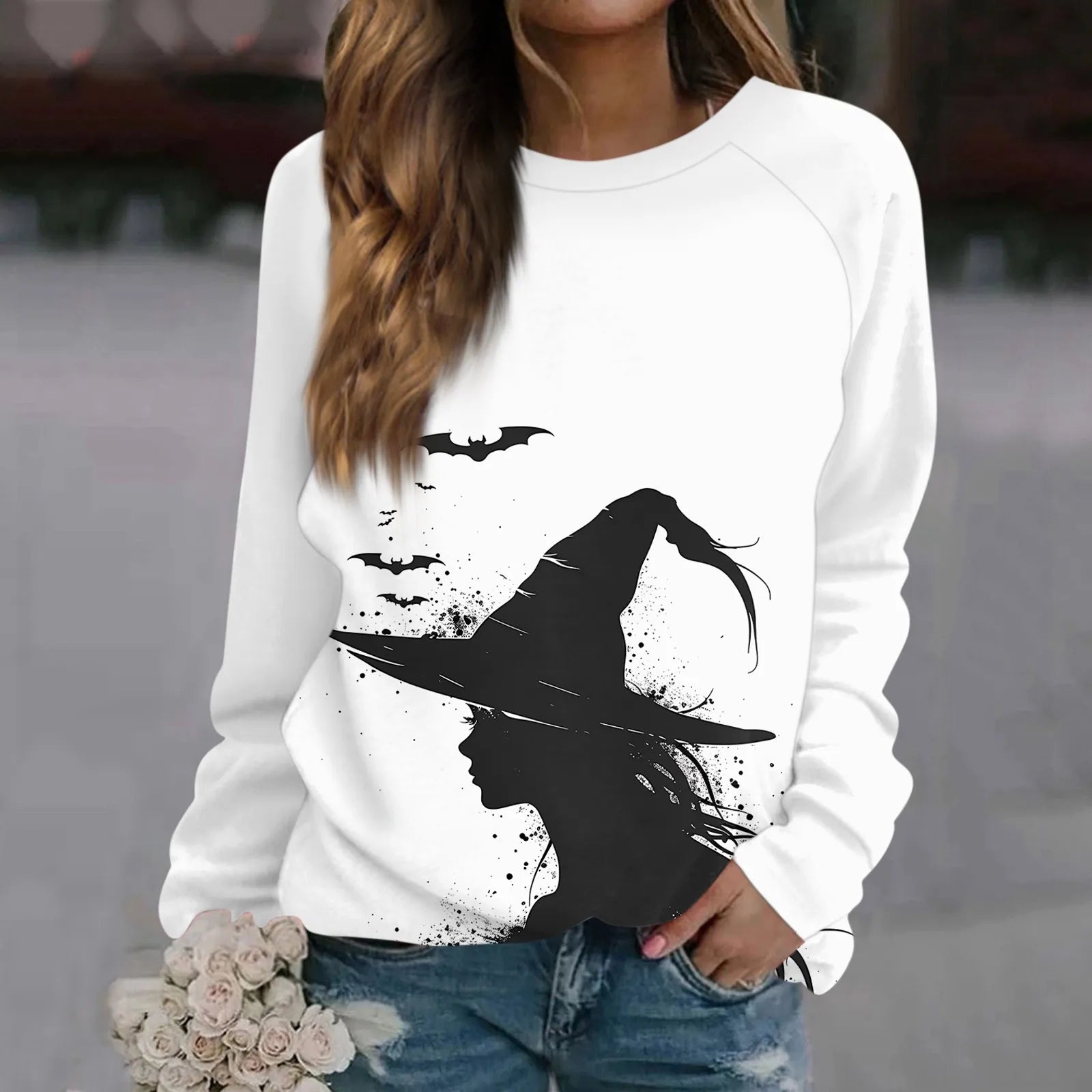 Pumpkin Print T Shirt Funny Women Clothing Harajuku Halloween Tops Vintage Halloween Graphic Long Sleeve T Shirts FitiqueFit