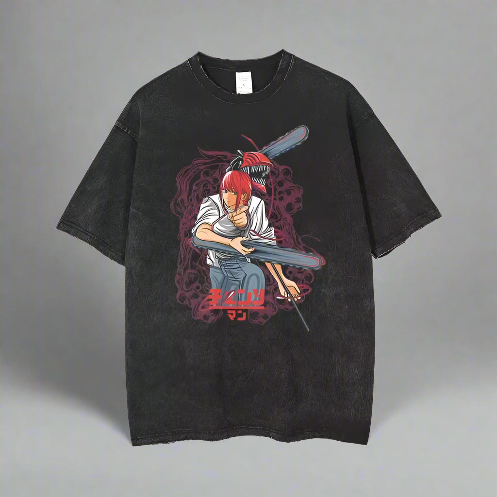 Anime Chainsaw Man Acid Tshirt Retro Vintage Washed Printed Graphic T Shirt Men Harajuku Cotton Casual Short Sleeve Tshirt Tops FitiqueFit