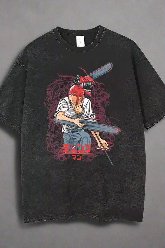 🪚 Chainsaw Man Acid-Washed Vintage Graphic T-Shirt – Harajuku Streetwear FitiqueFit