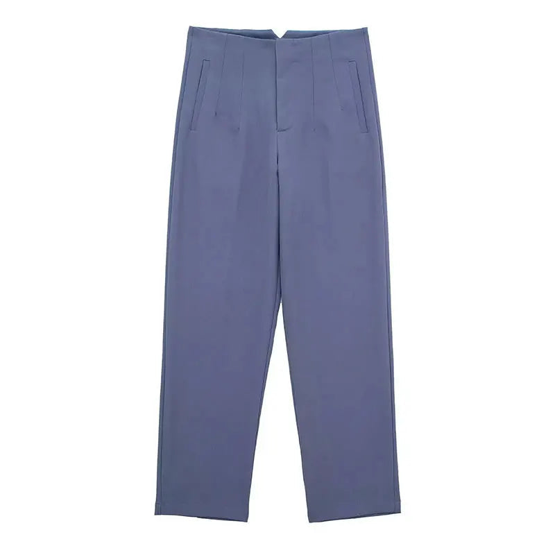 TRAFZA 2024 Woman Solid Trouser High Waist Slim Zipper Fly Long Pants Female Wild Commute Office Lady Woman Pencil Pant Street FitiqueFit
