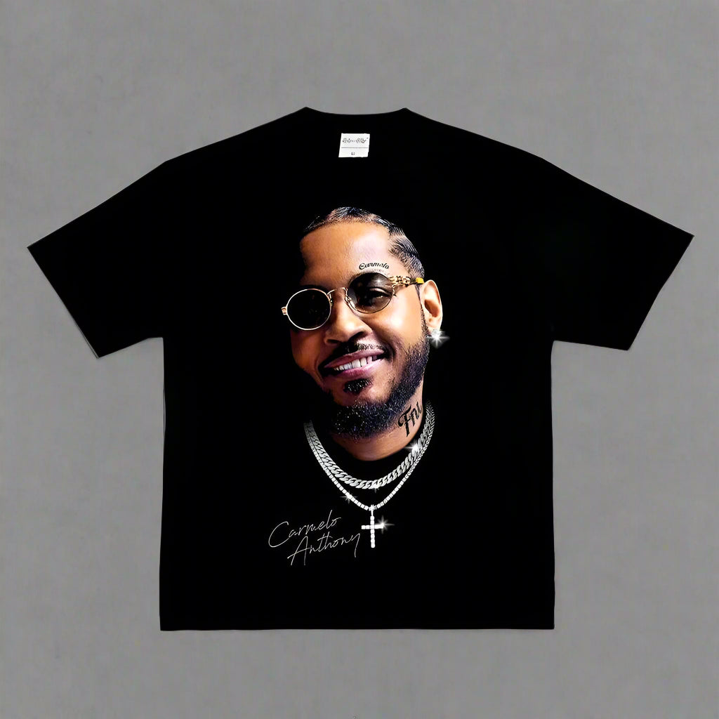 Fashion Men Women T-shirt Basketball Star American Big Head Print Short Sleeve Cotton T-Shirt Loose Street Wear Tops Clothing FitiqueFit