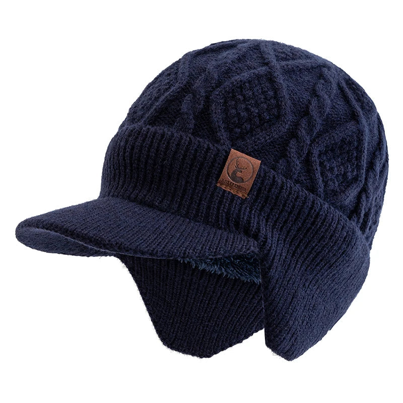 New Unisex Winter Hat Plush Fur Lined Warm Earflap Cap Stylish Soft Beanie Hat  Outdoor Thick Ski Sports Knitted Hat FitiqueFit