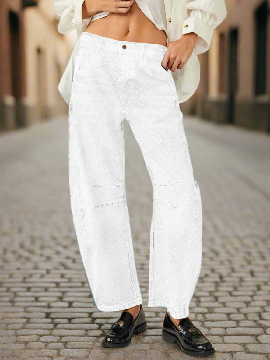 Elastic Waist High-waisted Women's Jeans Slimming Loose-fit Cropped Pants For Women Jeans Women High Waisted Korean Style Loose FitiqueFit