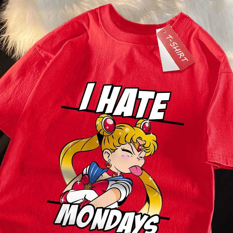 🌙 Sailor Moon Tongue-Out Graphic T-Shirt – Playful Anime Streetwear FitiqueFit