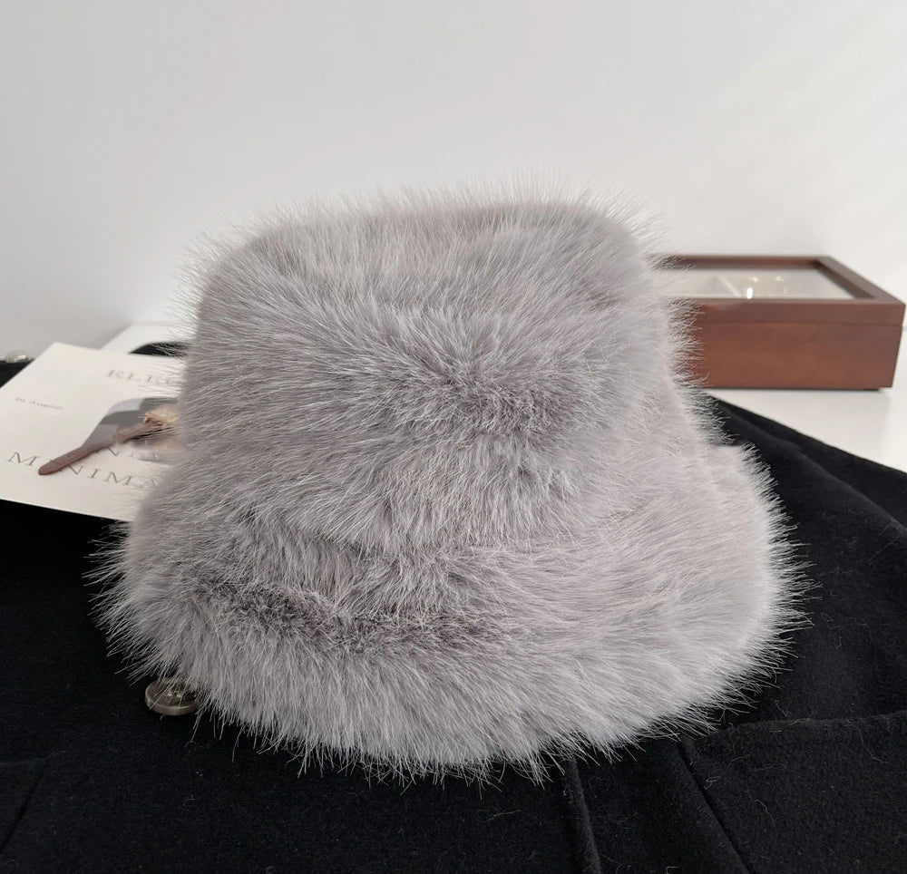 Winter New Imitation Fox Fur Fur Velvet Ladies Hat Ins Style Korean Fashion Luxury Fisherman Hat Outdoor Shopping Accessories 