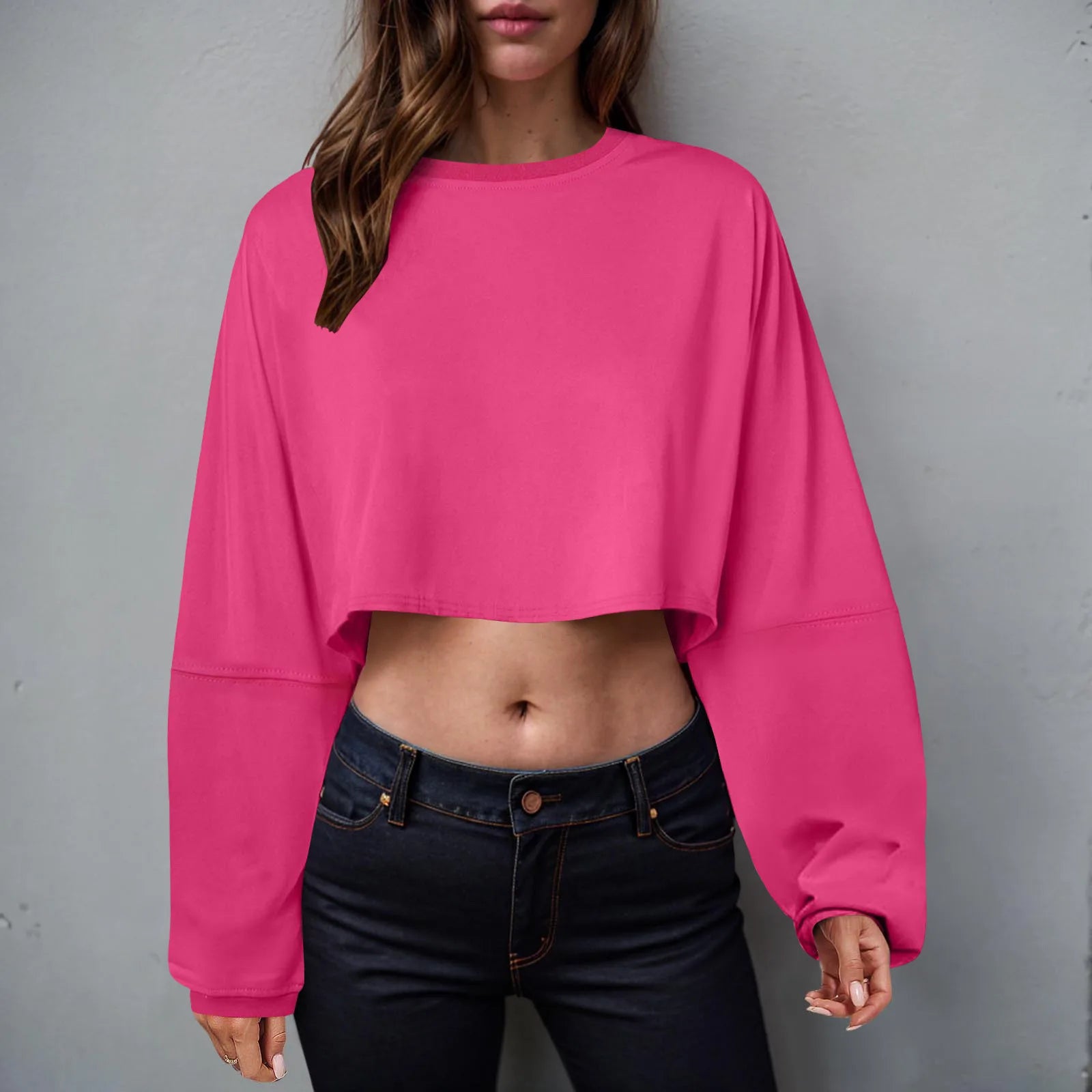 🧘‍♀️ Women’s Long Sleeve Loose-Fit Crop Top FitiqueFit