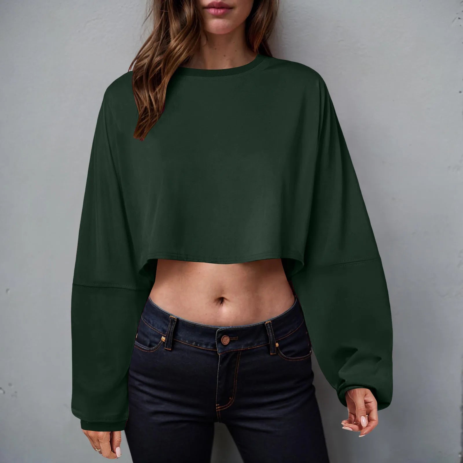 🧘‍♀️ Women’s Long Sleeve Loose-Fit Crop Top FitiqueFit