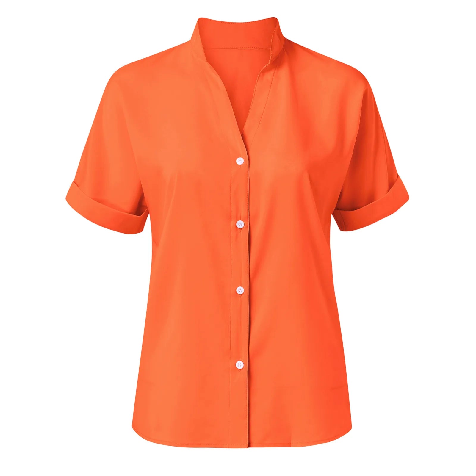 🧡 Summer Women's Satin V-Neck Short Sleeve Shirt – Elegant Casual Wear FitiqueFit