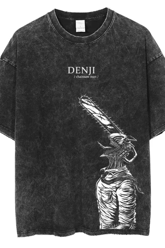 🪚 Chainsaw Man Acid-Washed Vintage Graphic T-Shirt – Harajuku Streetwear FitiqueFit