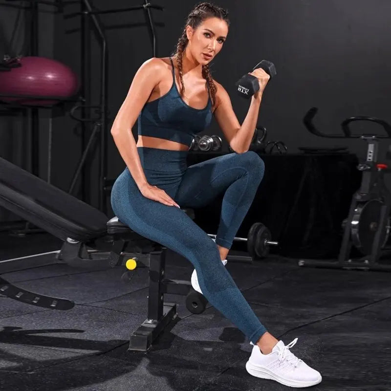 2 Pieces Women's Tracksuit Seamless Yoga Set Workout Sportswear Gym Clothing High Waist Leggings Fitness Sports Suits FitiqueFit