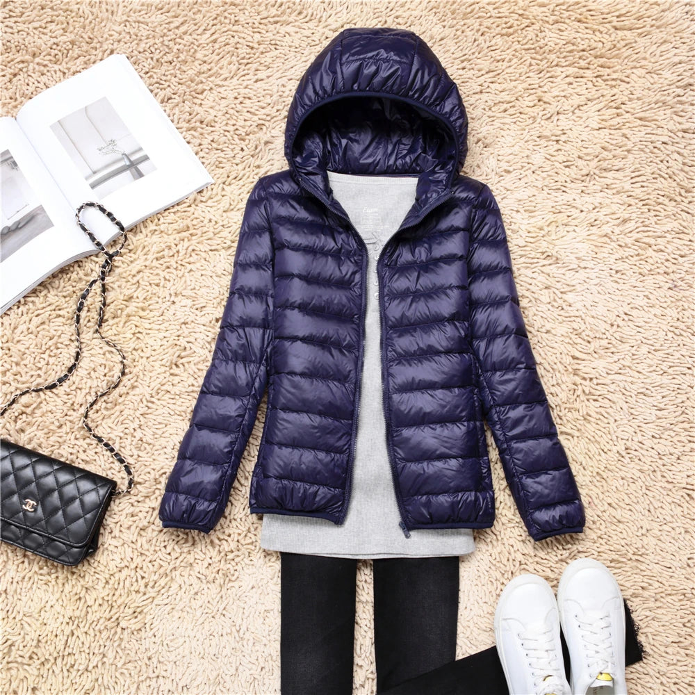 Women Puffer Jacket Lightweight Packable Hooded Down Coats | Diversi