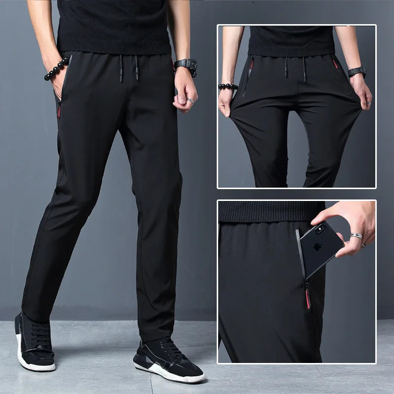 Men's Casual Pants Stretch Slim Fit Elastic Waist Jogger Korean Classic Blue Black Gray Male Brand Trousers Plus Size 4XL 5XL 
