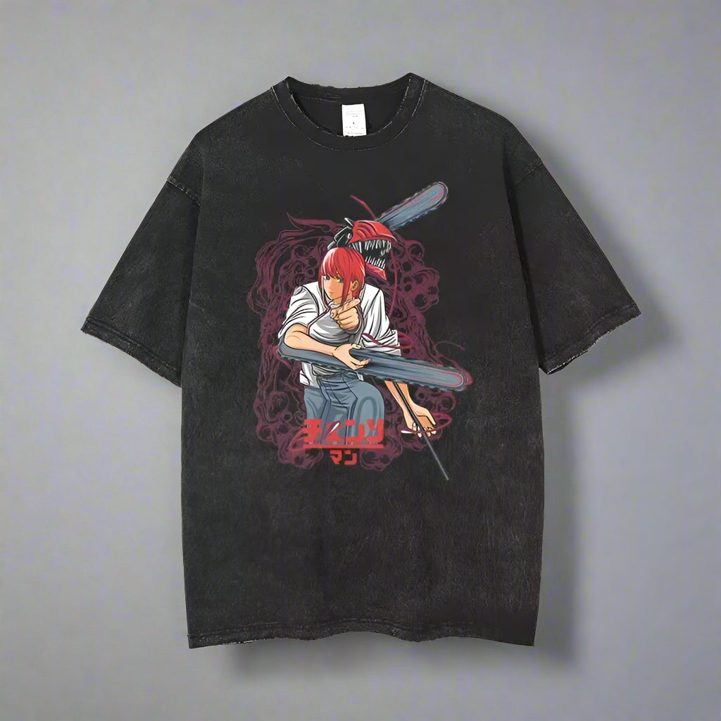 Anime Chainsaw Man Acid Tshirt Retro Vintage Washed Printed Graphic T Shirt Men Harajuku Cotton Casual Short Sleeve Tshirt Tops FitiqueFit
