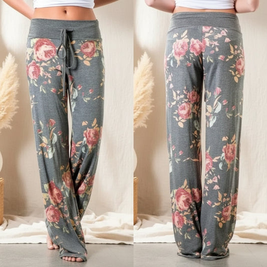 S-8XL Fashion Women Casual Loose Stretch Printing Long Wide Leg Yoga Pants Drawstring  Lounge Pants Pajama Pants FitiqueFit