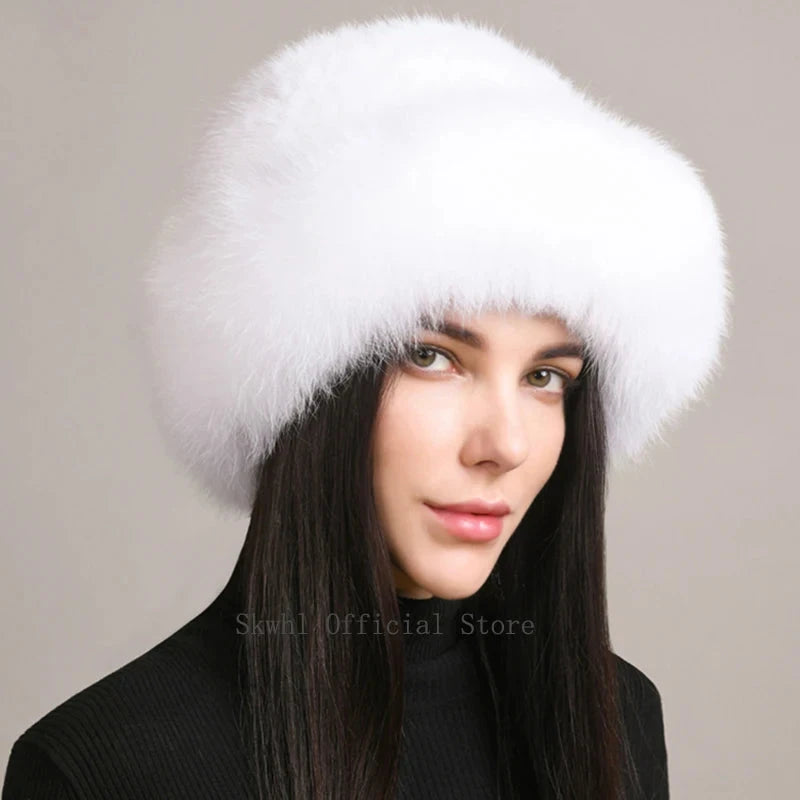 New Genuine Real Natural Knitted Mink Fur Hat Cap Luxury Women Handmade Knit Fashion Winter Headwear Warm Real Fox Fur Beanies FitiqueFit