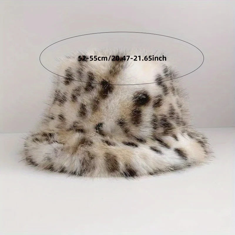 1Pc Ladies' Winter Thick and Warm Imitation Fox Fur Dome Fisherman Hat, Plush Ear Protection, Looks Small on The Face 