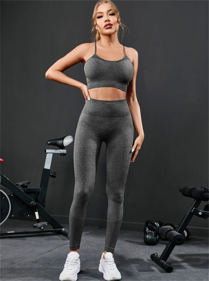 2 Pieces Women's Tracksuit Seamless Yoga Set Workout Sportswear Gym Clothing High Waist Leggings Fitness Sports Suits FitiqueFit