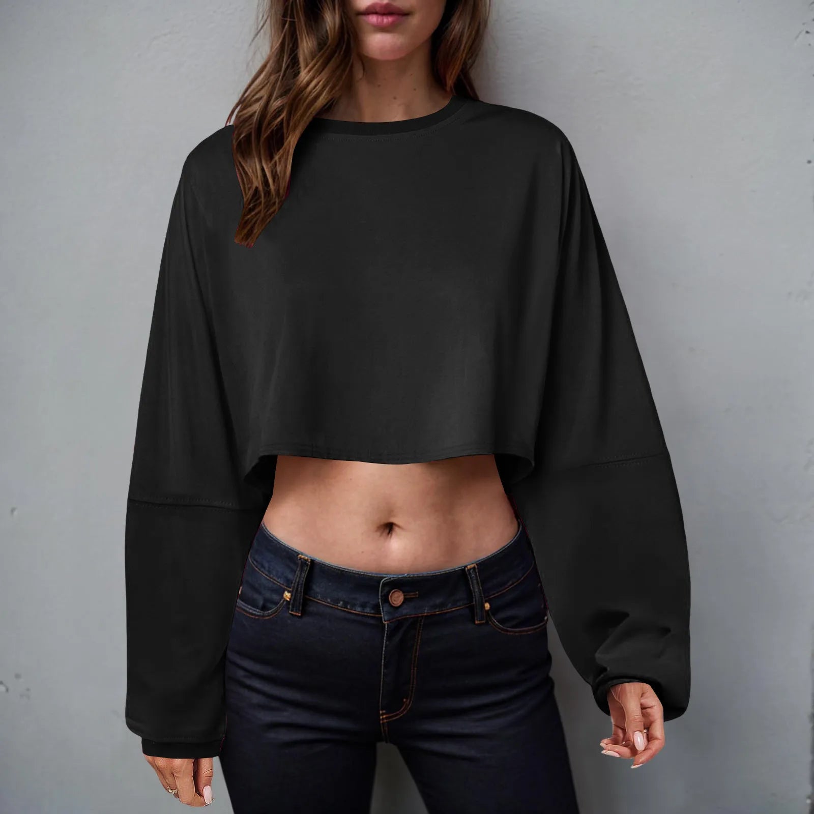 🧘‍♀️ Women’s Long Sleeve Loose-Fit Crop Top FitiqueFit