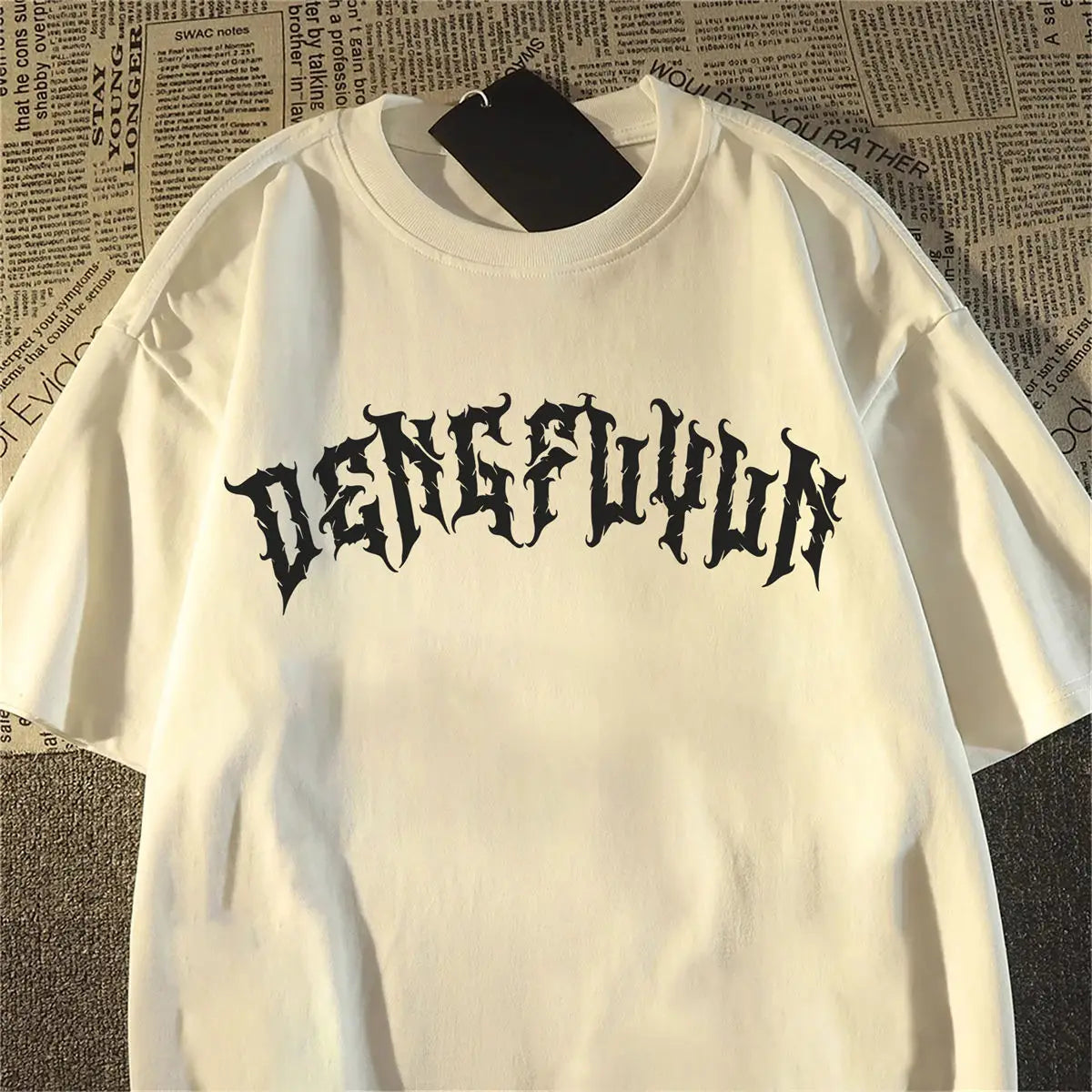 2025 New pure cotton American retro skull print T-shirt with round neck and short sleeve women summer European and American tops FitiqueFit