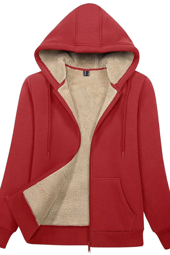 MAGCOMSEN Womens Sherpa Lined Fleece Jacket Zip Up Casual Hoodie Winter Warm Thicken Jackets 