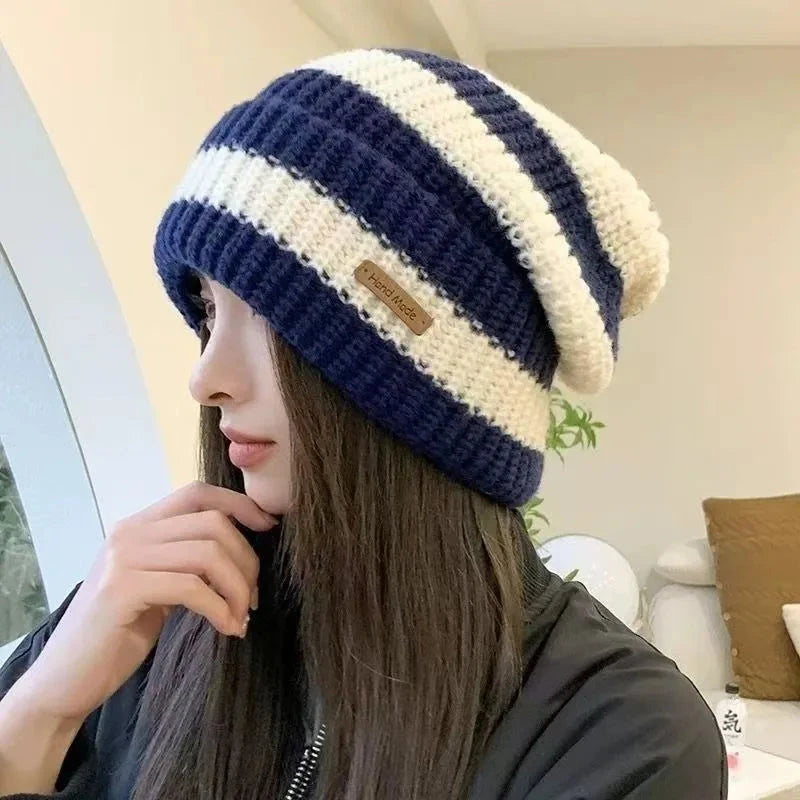 Unisex Female Beanies Casual Stacking Knitted Bonnet Caps Winter Warm Hats for Women Men Hats Stripe Hip Hop MZr10 FitiqueFit