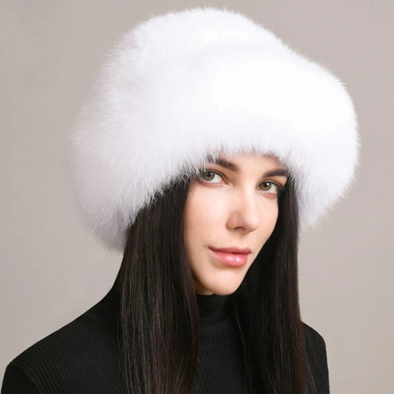 New Genuine Real Natural Knitted Mink Fur Hat Cap Luxury Women Handmade Knit Fashion Winter Headwear Warm Real Fox Fur Beanies FitiqueFit