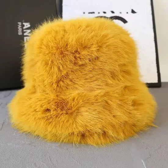 2025 Fluffy Faux Fur Bucket Hats Women Faux Fox Warm Thick Plush Winter Hat Lady Fashion Luxury Panama Furry Fisherman Cap Y2k 