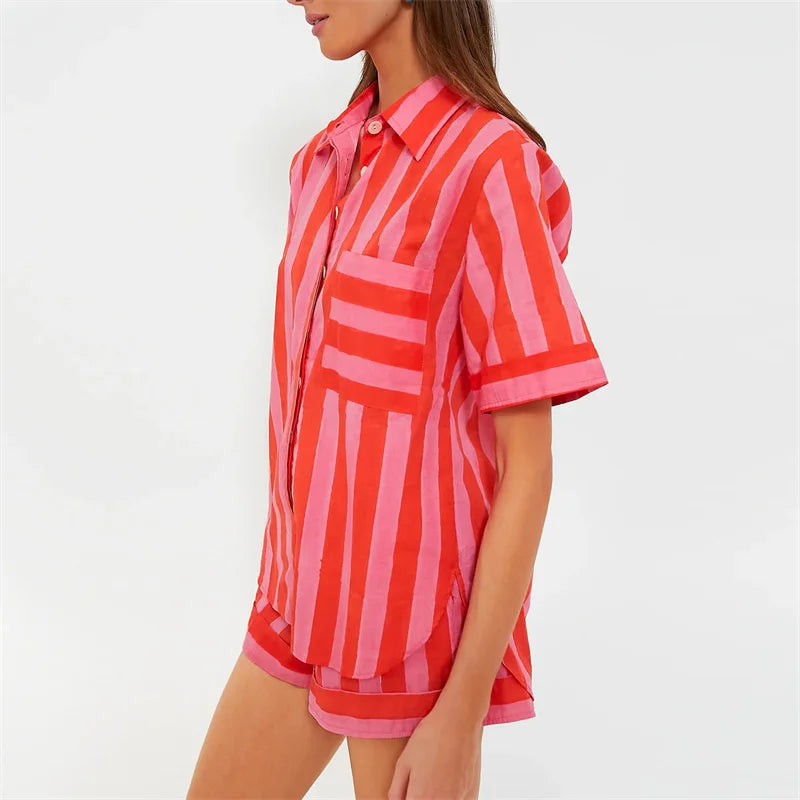 🌞 Lamuusaa 2-Piece Striped Summer Set – 2000s Streetwear Revival FitiqueFit