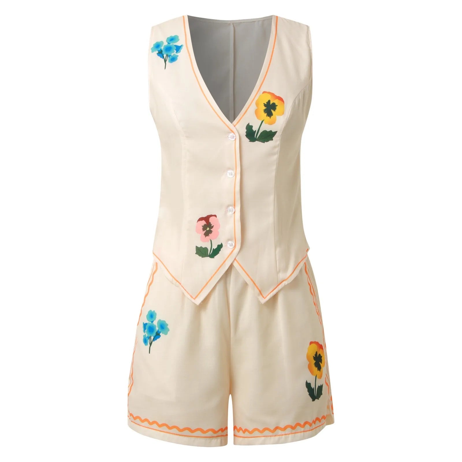 🌸 Vintage Floral Embroidered 2-Piece Summer Set FitiqueFit