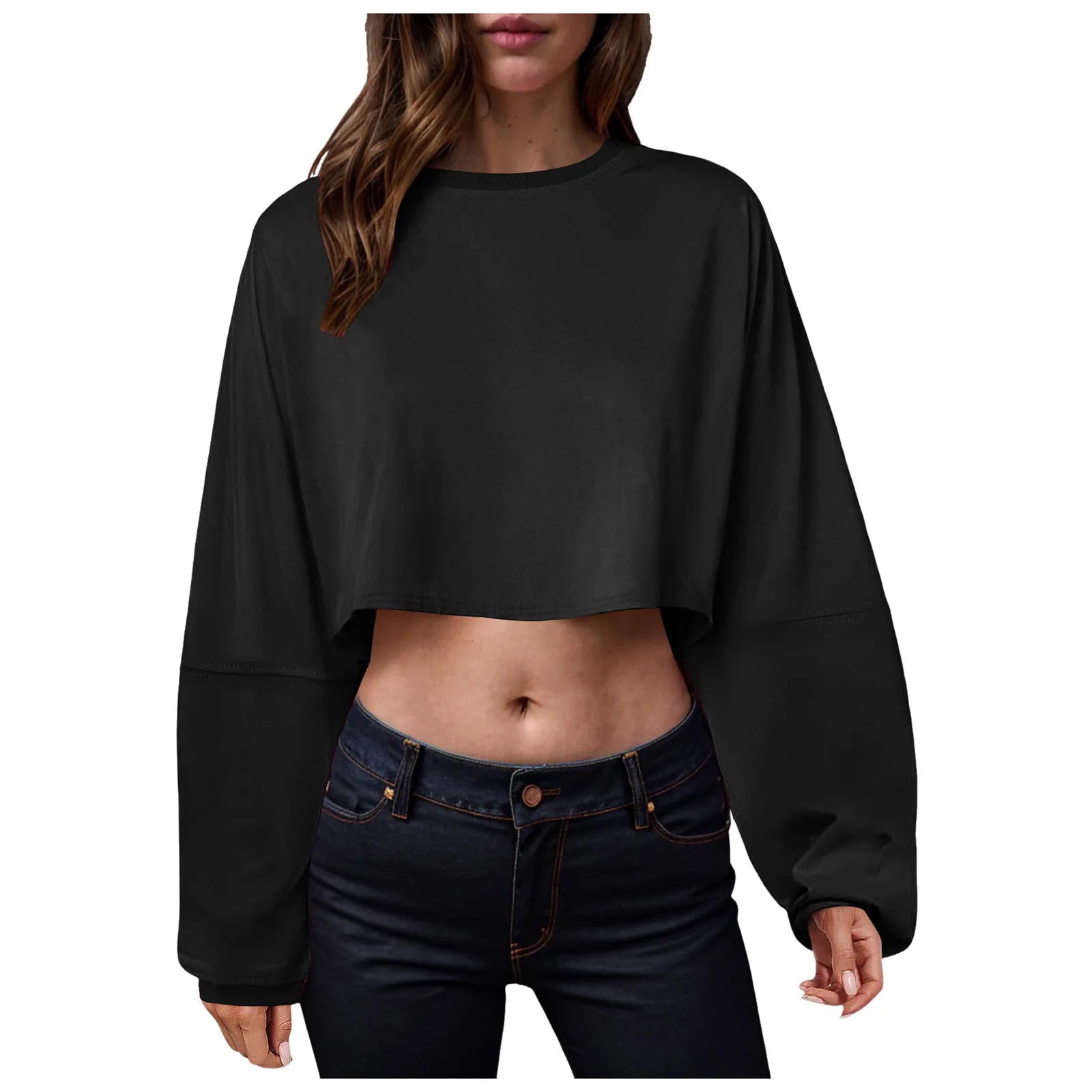 🧘‍♀️ Women’s Long Sleeve Loose-Fit Crop Top FitiqueFit